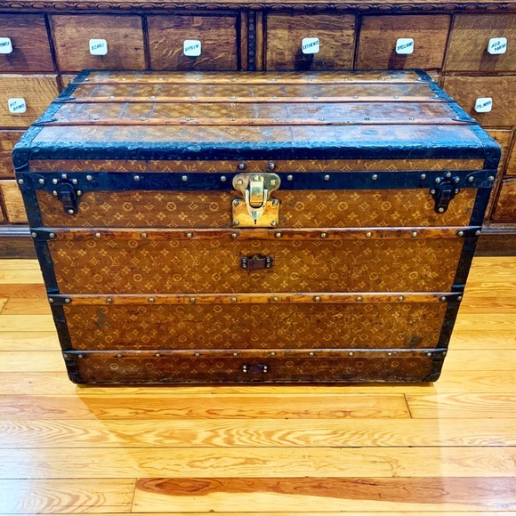 Antique Louis Vuitton Canvas Steamer Trunk LV Rare - Picture 2 of 8